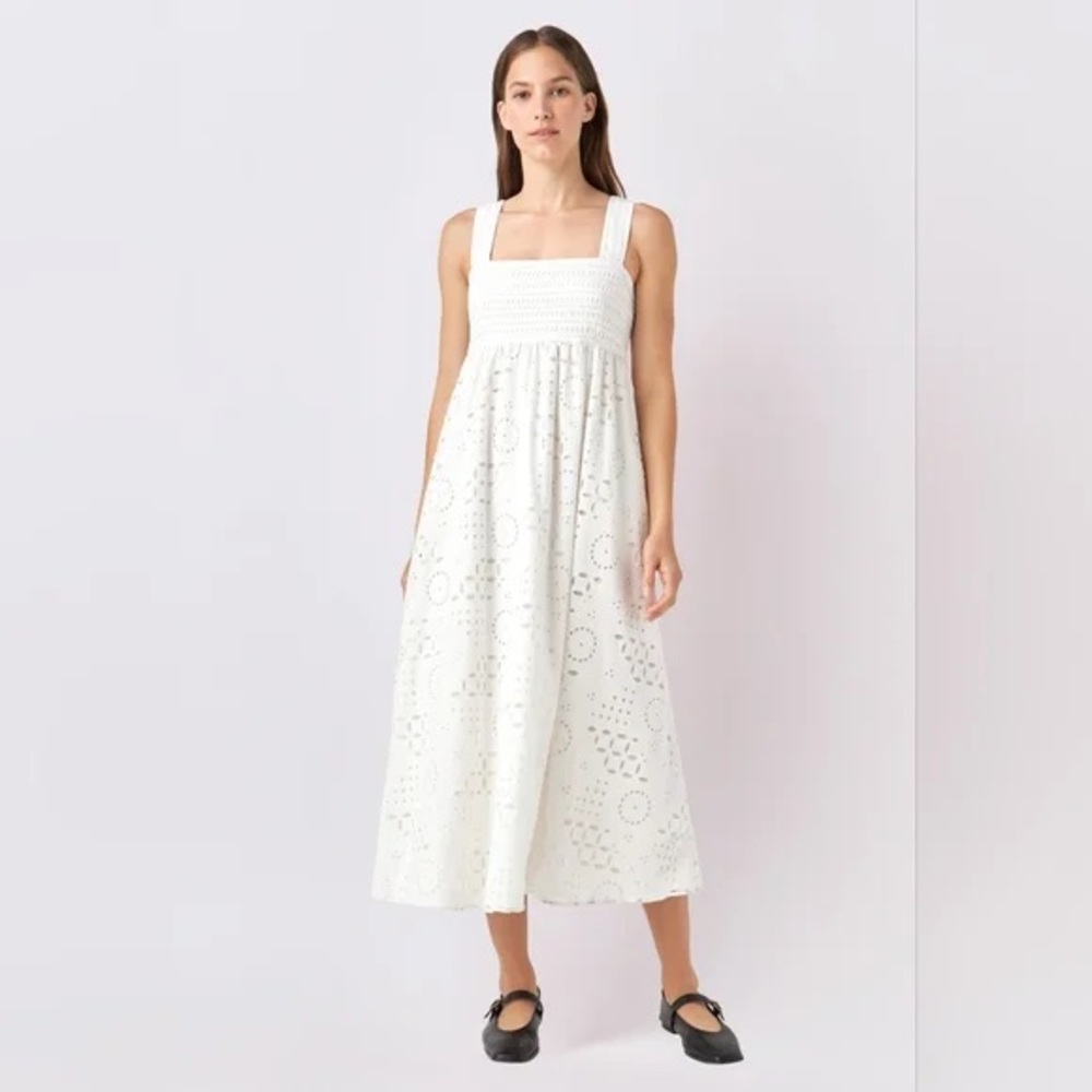 English Factory Broderie Anglaise Dress White Eyelet Size M Euro Preppy Boho